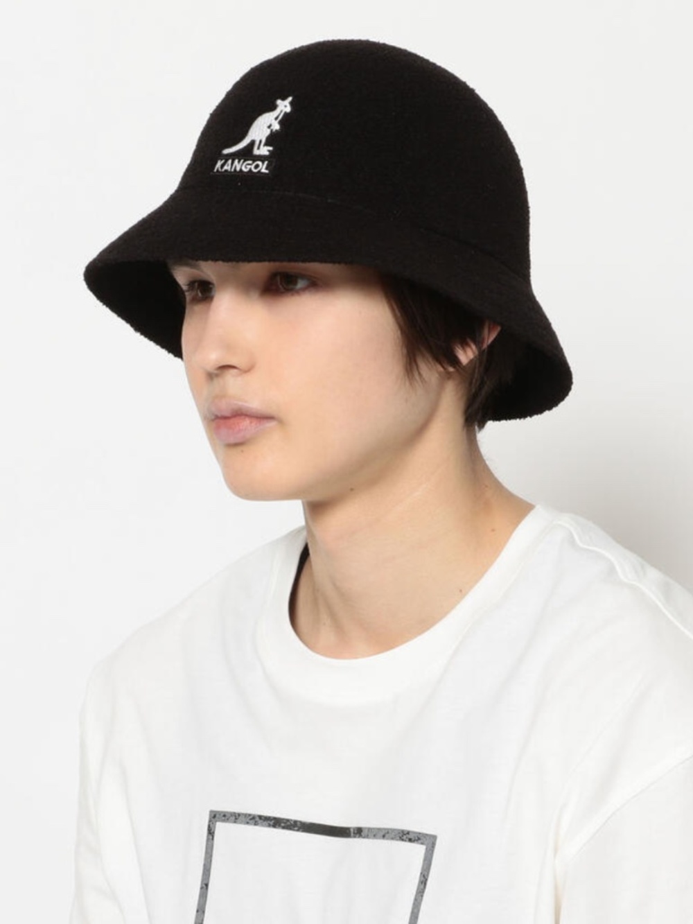 NEW Kangol Big Logo Casual Bucket Hat Black Small